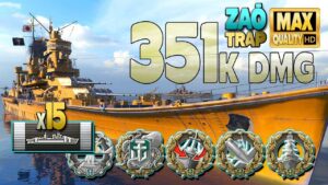Cruiser Zaō: 351k on map Trap - World of Warships