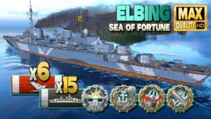 Destroyer Elbing: 256k on map Sea of Fortune - World of Warships