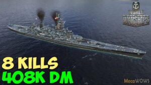 World of WarShips | Georgia | 8 KILLS | 408K Damage - Replay Gameplay 4K 60 fps