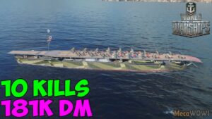 World of WarShips | Hosho | 10 KILLS | 181K Damage -  Replay Gameplay 4K 60 fps