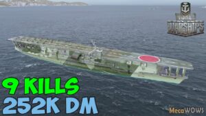 World of WarShips | Kaga | 9 KILLS | 252K Damage - Replay Gameplay 4K 60 fps