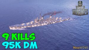 World of WarShips | Minotaur | 9 KILLS | 95K Damage - Replay Gameplay 4K 60 fps