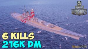 World of WarShips | Musashi | 6 KILLS | 216K Damage - Replay Gameplay 4K 60 fps