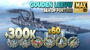 Cruiser Gouden Leeuw: +300k on map Sea of Fortune - World of Warships
