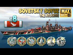 Battleship Sovetsky Soyuz: MVP on map The Atlantic - World of Warships