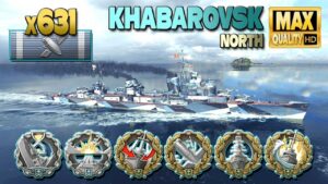 Destroyer Khabarovsk: DAKKA on map North - World of Warships