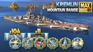 Battleship Kremlin: 321k on map Mountain Range - World of Warships