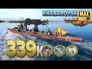 Destroyer Khabarovsk: Huge DAKKA game on map Greece - World of Warships