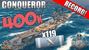 Insane 400k Damage Caused Conqueror Battleship | World of Warships