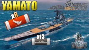 Japanese  Battleship Yamato 8 Kills on Mountain Range | World of Warships