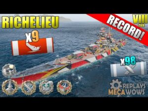 AWESOME Richelieu 9 KILLS ON Two Brothers Map | World of Warships