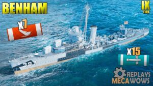 BattleShip Benham Solo Warrior 7 Ships Destroyed | World of Warships