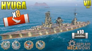 BattleShip Hyūga 8 kills 193K Damage | World of Warships