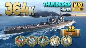 Battleship Thunderer: 364k on map Haven - World of Warships