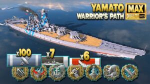 Battleship Yamato: Tense on map Warrior's Path - World of Warships
