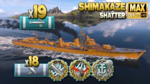 Destroyer Shimakaze: Good play on map Shatter - World of Warships