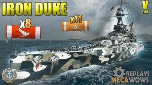 Iron Duke 8 Kills TIER V GRATEFUL Battle | World of Warships