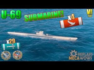 SUBMARINE U-69 AWESOME 4 KILLS | World of Warships
