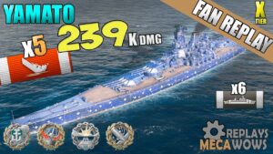 Yamato 5 Kills 239K Damage Okinawa Map | World of Warships