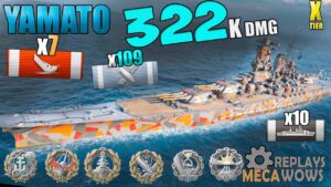 Yamato 7 Kills 322K Damage Reload Boost | World of Warships