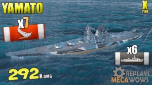 AWESOME Yamato 7 Kills & 292K Damage | World of Warships