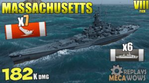 BattleShip Massachusetts 7 Kills & 182K Damage | World of Warships