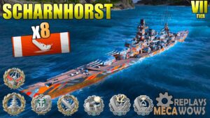 BattleShip Scharnhorst 8 Kills & 146K Damage | World of Warships