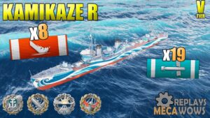 Destroyer Kamikaze R 8 Kills 19 TORPS | World of Warships