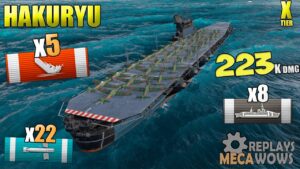AirCarrier Hakuryū 5 of 7 Kills 223K Damage | World of Warships