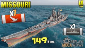 BattleShip Missouri 7 Kills & 149K Damage | World of Warships