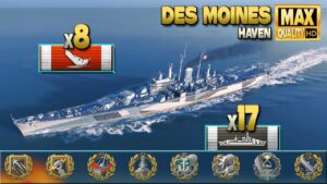 Cruiser Des Moines: 8 ships destroyed on map Haven - World of Warships