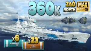 Cruiser Zaō: Huge 360k on map North - World of Warships
