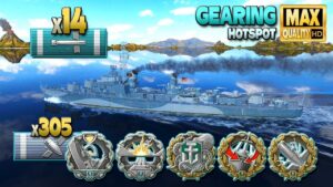 Destroyer Gearing: MVP on map Hotspot - World of Warships
