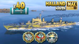 Destroyer Halland: Torpedo terror (40) on map Haven - World of Warships