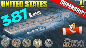 SUPER AIRCARRIER United States - 6 Kills 387k Damage | World of Warships