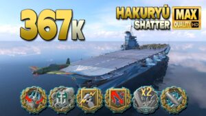 Aircraft Carrier Hakuryū: 367k on map Shatter - World of Warships