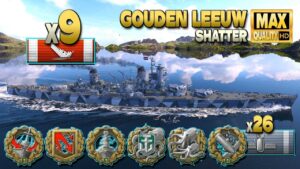 Cruiser Gouden Leeuw: 9 ships destroyed on map Shatter - World of Warships