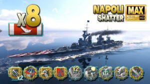 Cruiser Napoli: 8 ships destroyed on map Shatter - World of Warships
