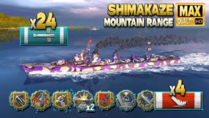 Destroyer Shimakaze: 340k on map Mountain Range - World of Warships