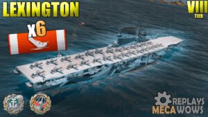 Lexington 6 Kills & 119k Damage | World of Warships Gameplay 4k
