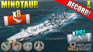 Minotaur 8 Kills & 375k Damage | World of Warships Gameplay 4k