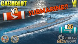 SUBMARINE Cachalot 3 Kills & 122k Damage | World of Warships Gameplay 4k