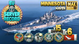 Battleship Minnesota, EU server, damage record - World of Warships