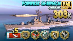 Destroyer Forrest Sherman: 0,9sec dream reload in action - World of Warships