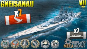 Gneisenau 7 Kills & 130k Damage | World of Warships Gameplay 4k