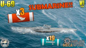 SUBMARINE U-69 3 Kills & 100k Damage | World of Warships Gameplay 4k