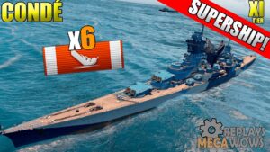SUPERSHIP Condé 6 Kills & 212k Damage | World of Warships Gameplay 4k