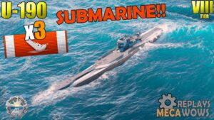 Submarine U-190 3 Kills & 71k Damage | World of Warships Gameplay 4k