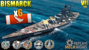 Bismarck 6 Kills & 145k Damage | World of Warships Gameplay 4k