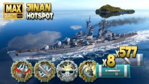 Cruiser Jinan: Dangerous living on map Hotspot - World of Warships